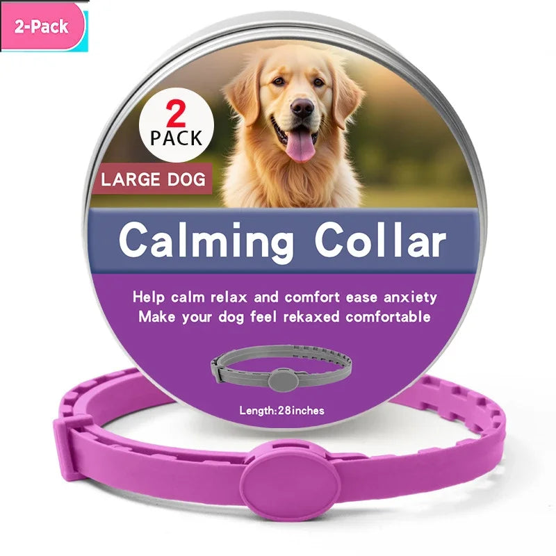 CalmPaws™ adjustable calming collar for dogs and cats, featuring a soft design for anxiety relief and comfort.