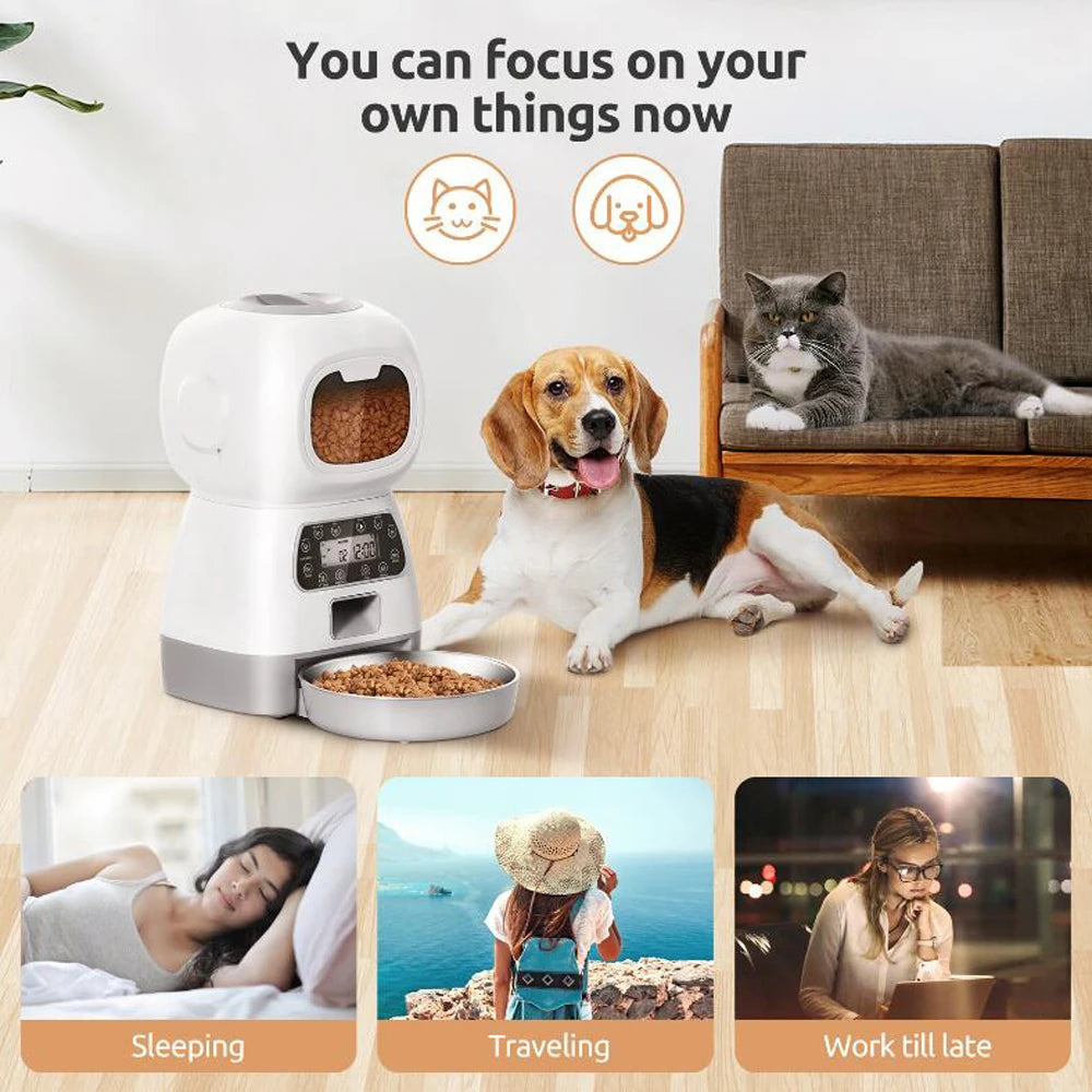 FreshSip™3.5L Automatic Pet Feeder For Cats WiFi Smart Swirl Slow Dog Feeder With Voice Recorder Large Capacity Timing Cat Food Dispenser