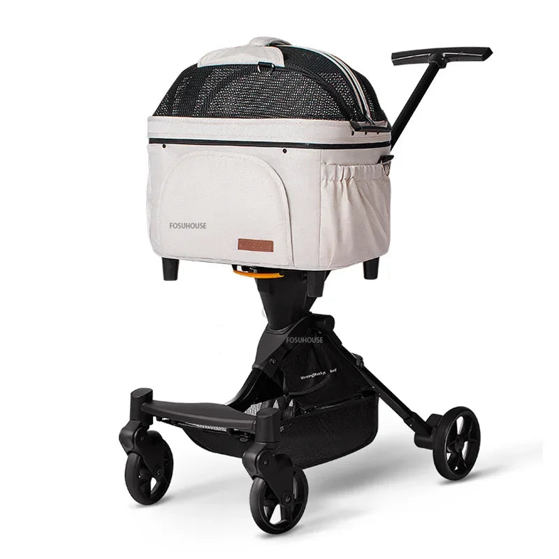 GlidePaws™ Luxury Pet Stroller – 4-Wheel Breathable & Windproof Dog and Cat Travel Trolley | Foldable & Detachable