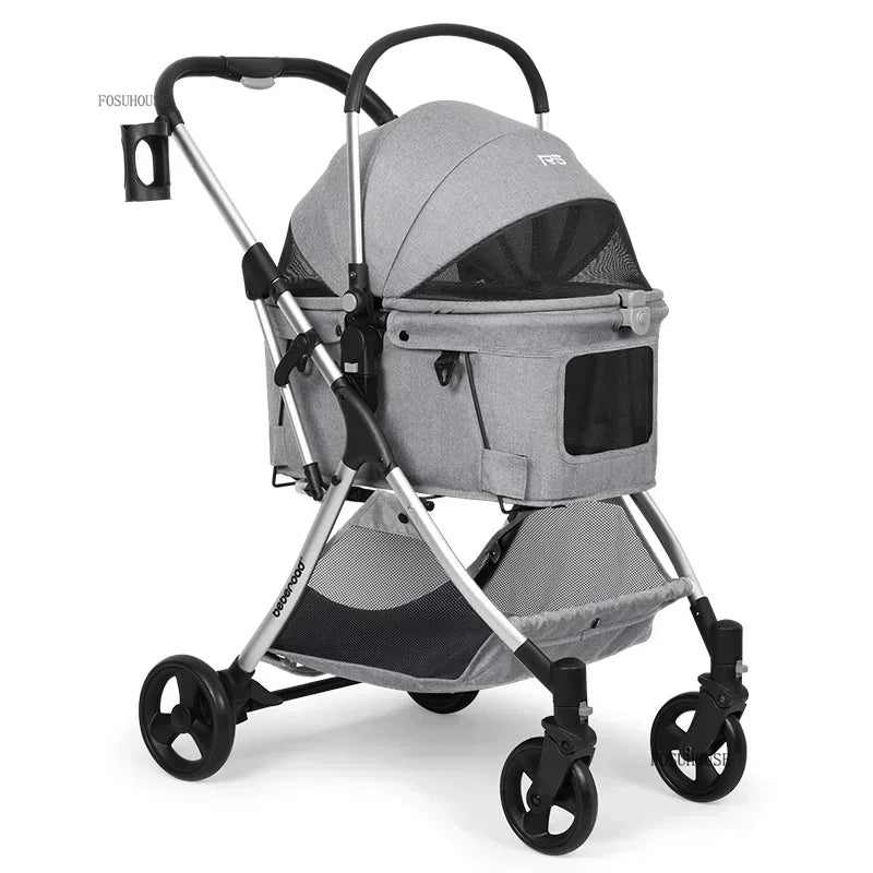 RoyalRide™ Pet Stroller – Breathable 4-Wheel Luxury Travel Trolley for Cats & Dogs | Foldable Portable Design