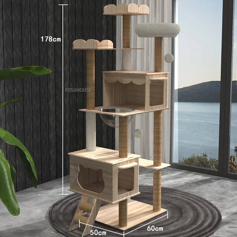 ClimbKing™ Cat Tree Tower – Multi-Level Cat Climbing Frame with Sisal Scratching Posts & Play Toys