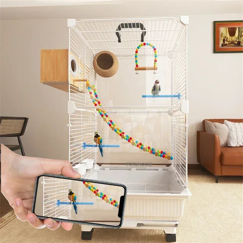 RoyalWing™ Bird Villa – Luxury Wrought Iron Cage for Budgies, Cockatiels & Parrots | Spacious Splash-Proof Design
