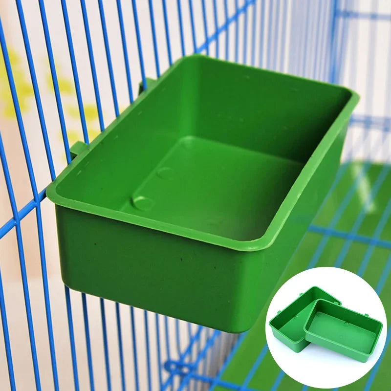 AeroFeeder™ gravity-driven hanging pet bowl in a cage, featuring an easy-clean design for mess-free feeding.