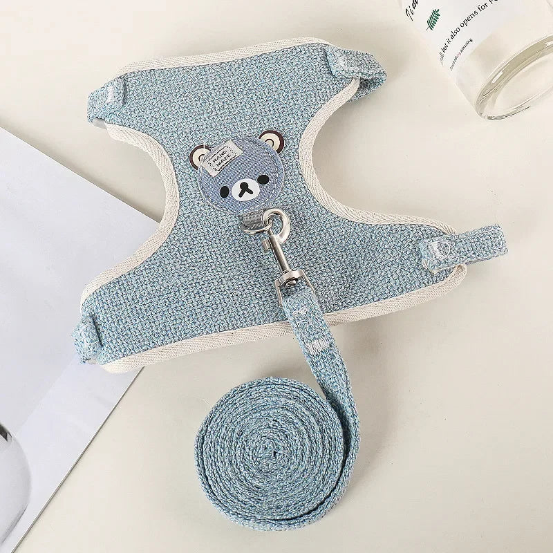 BunnyWalk™ rabbit harness and leash set on a cute bunny, showcasing its comfortable vest for outdoor adventures.