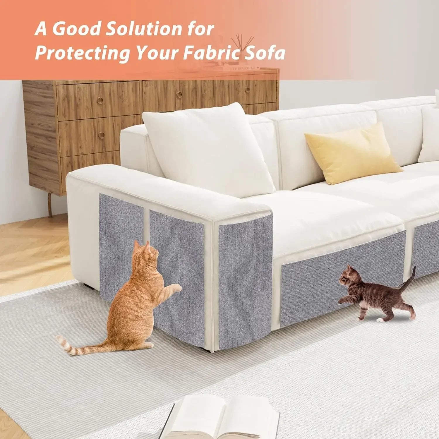 PurrPlay™ cat crawl and scratch mat with felt surface, designed for sofa protection and feline climbing fun.