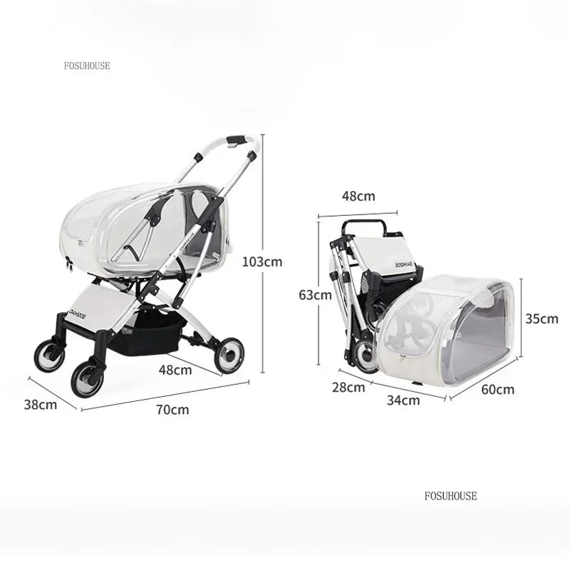 CloudCruiser™ Pet Stroller – Luxury 4-Wheel Ride for Cats & Dogs | Breathable, Windproof, Foldable Travel Trolley 2 In 1