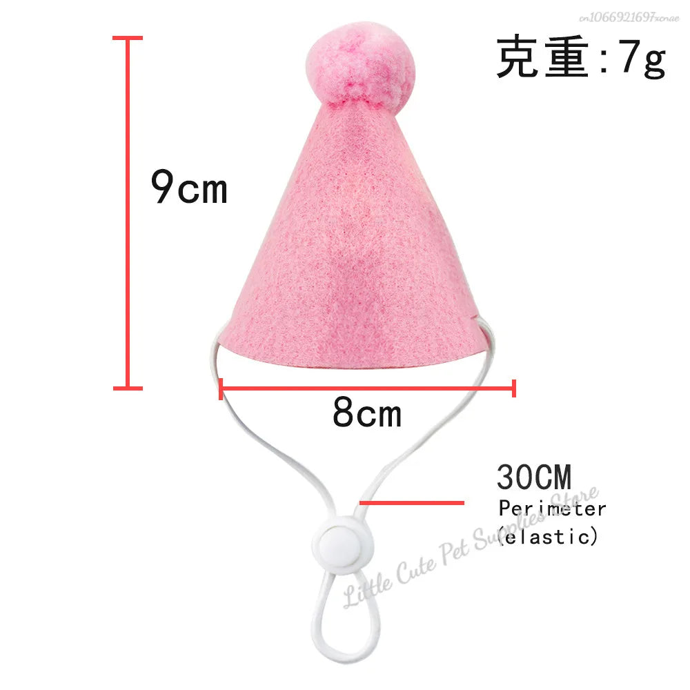 GlamPet™ cat birthday party hat and bib with adjustable bandana, perfect for dressing up cats or puppies at celebrations.
