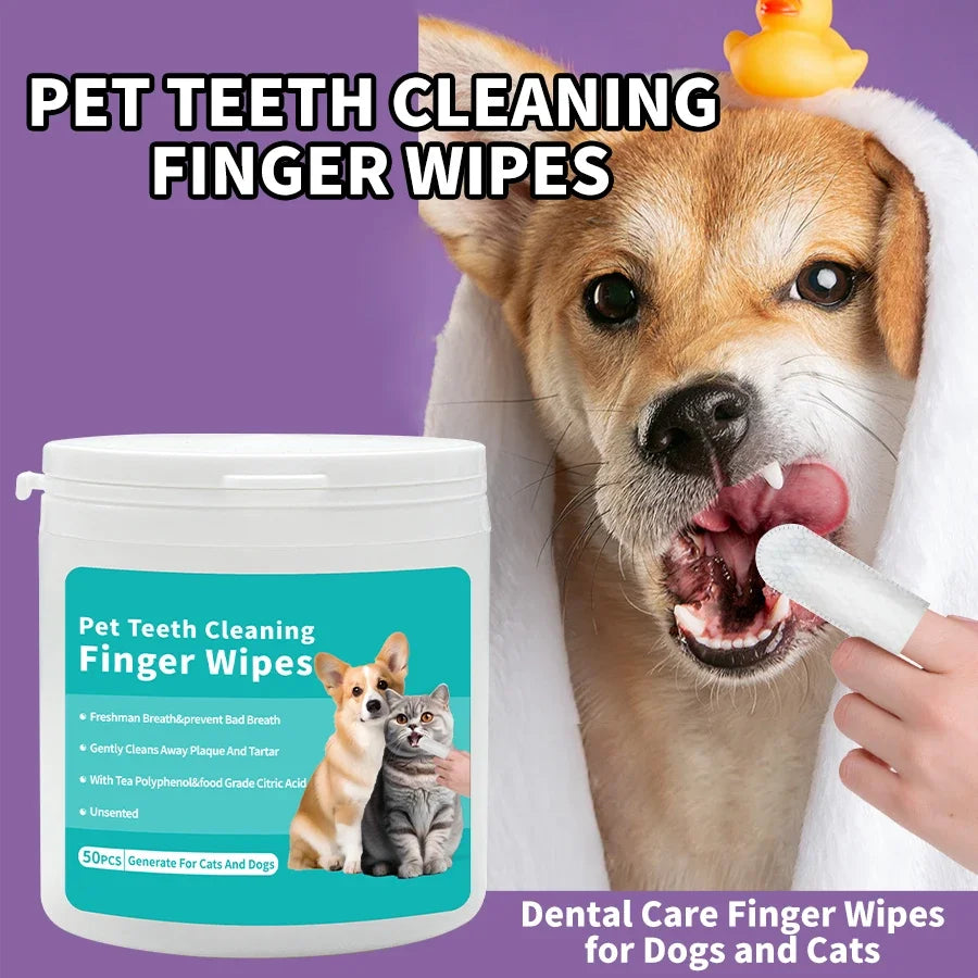Ultra-soft PureTouch™ Hygiene Mitts for pets, showing fingertip wipes designed for fresh breath and ear cleaning.
