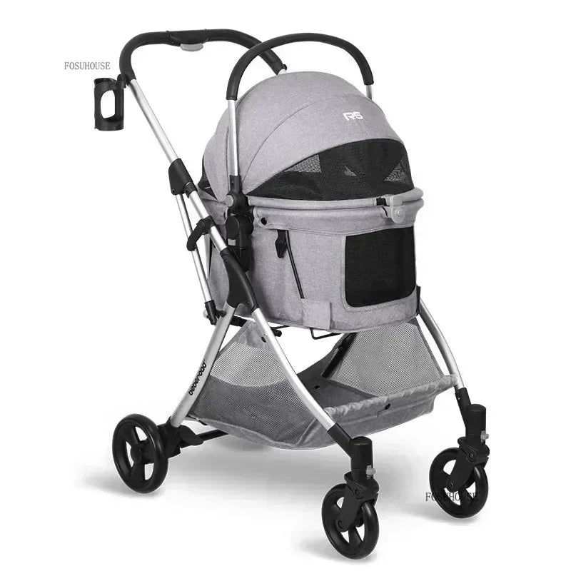 RoyalRide™ Pet Stroller – Breathable 4-Wheel Luxury Travel Trolley for Cats & Dogs | Foldable Portable Design