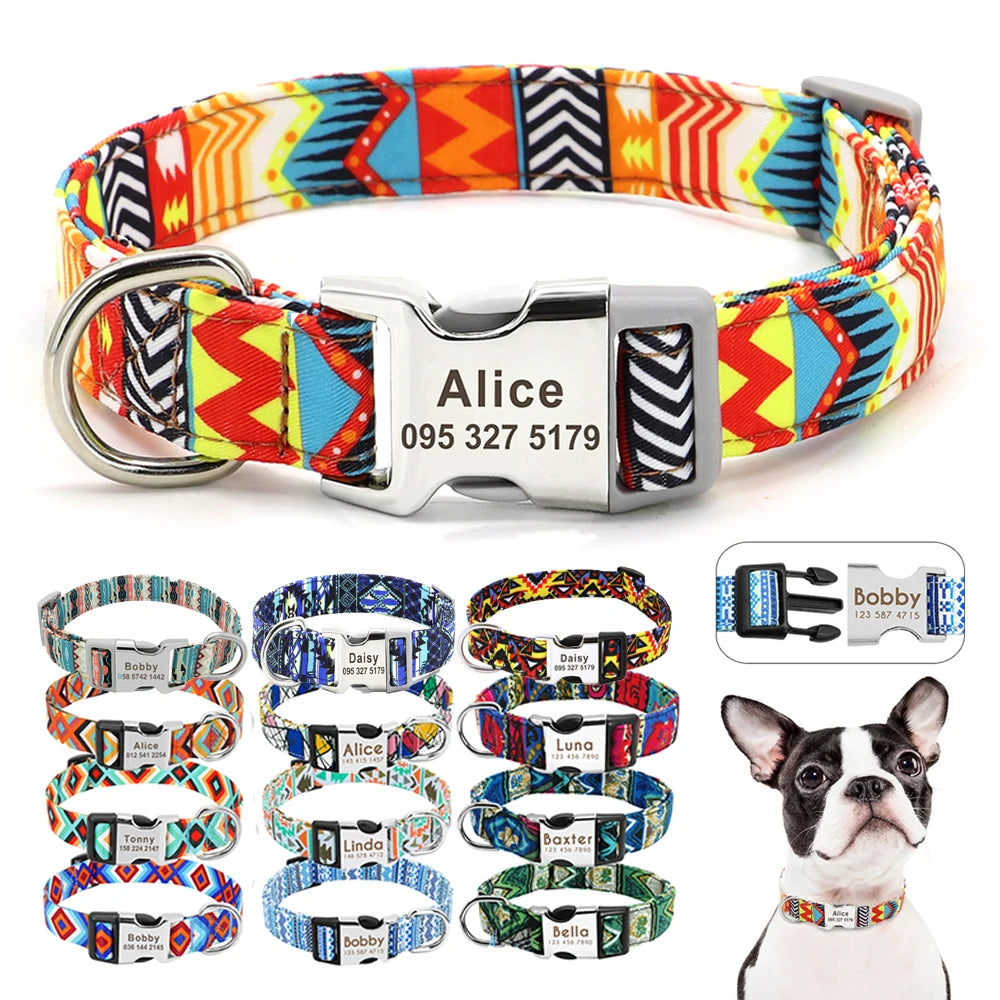 EliteCollar™ Personalized Dog Collar – Wide PU Leather Name Tag Collar for Small, Medium & Large Dogs