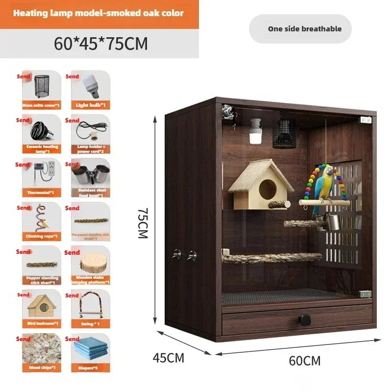 FeatherPalace™ Aviary – Large Luxury Wrought Iron Bird Cage for Budgies, Cockatiels & Parrots | Elegant Splash-Proof Design
