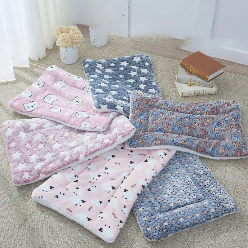 CozyNest™ flannel pet mattress in soft fabric, perfect warm sleeping pad for dogs, cats, and puppies.