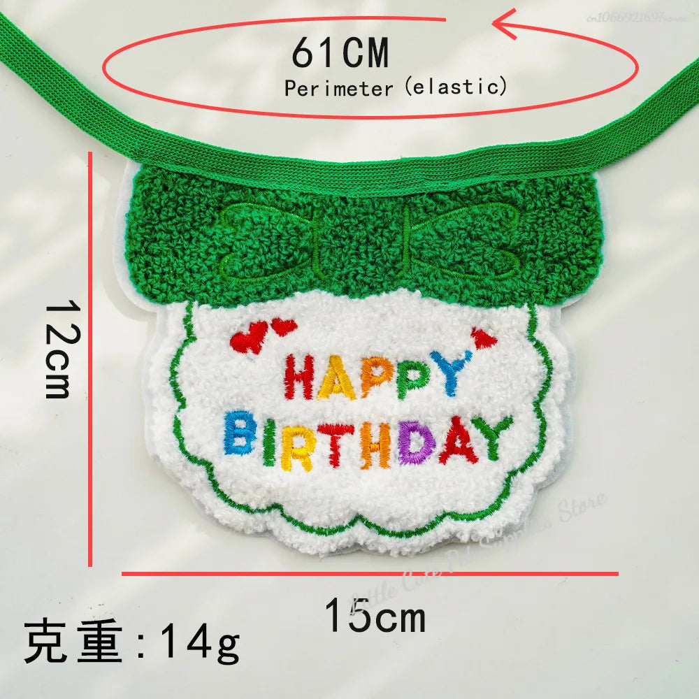 GlamPet™ cat birthday party hat and bib with adjustable bandana, perfect for dressing up cats for celebrations.