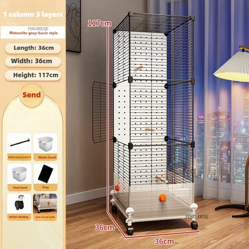 FeatherHaven™ Bird Villa – Spacious Wrought Iron Luxury Cage for Budgies, Cockatiels & Parrots
