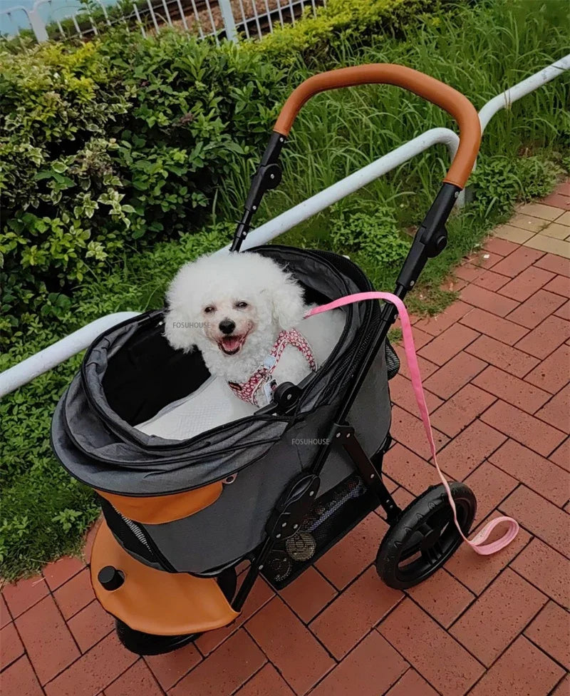 EliteRide™ Pet Stroller – Premium 4-Wheel Foldable Travel Trolley for Dogs & Cats | Breathable Windproof Design