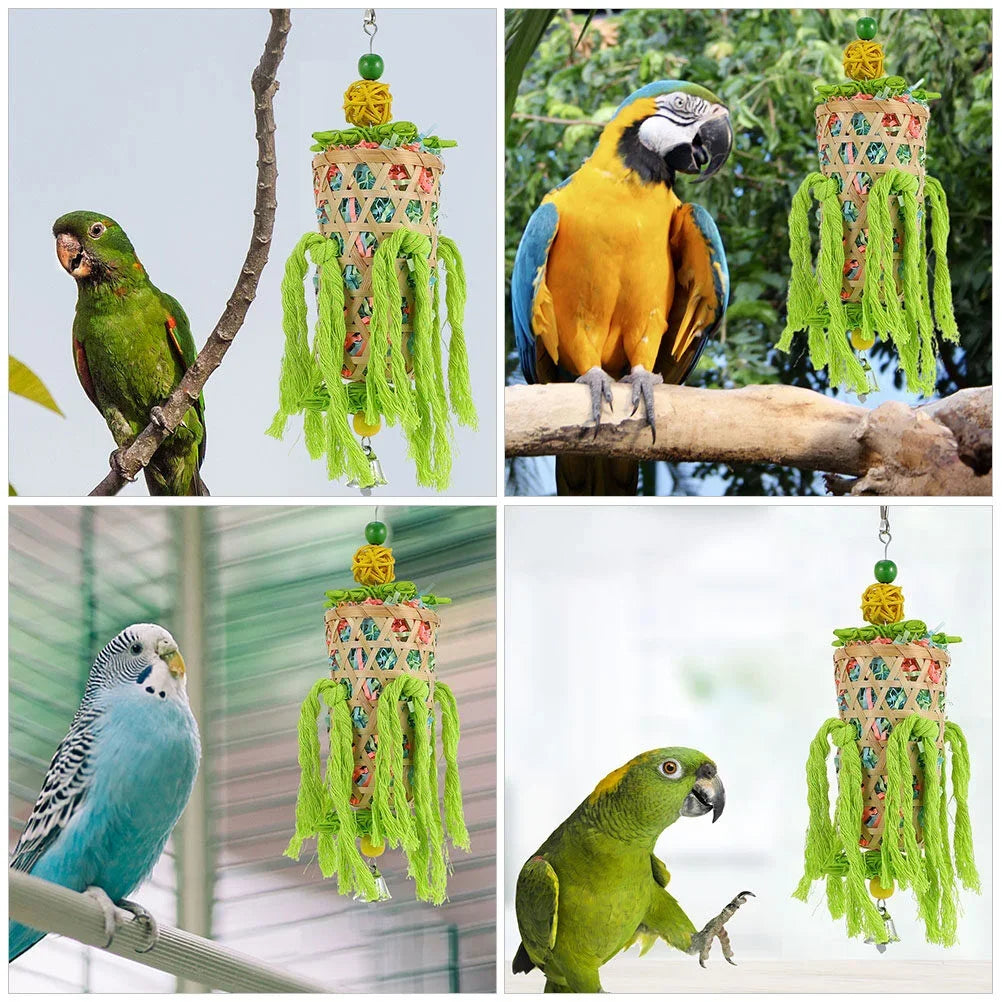 ClimbEase™ Pet Cage Toy Stand featuring colorful perches for birds and small pets in a cozy cage setting.