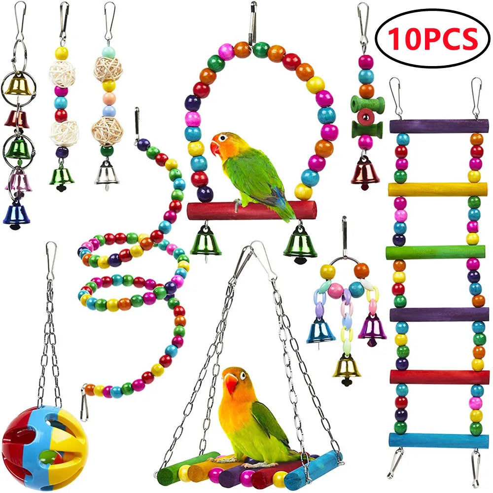 Interactive FeatherFun™ balance training toy for parrots, featuring colorful elements for bird intelligence development.