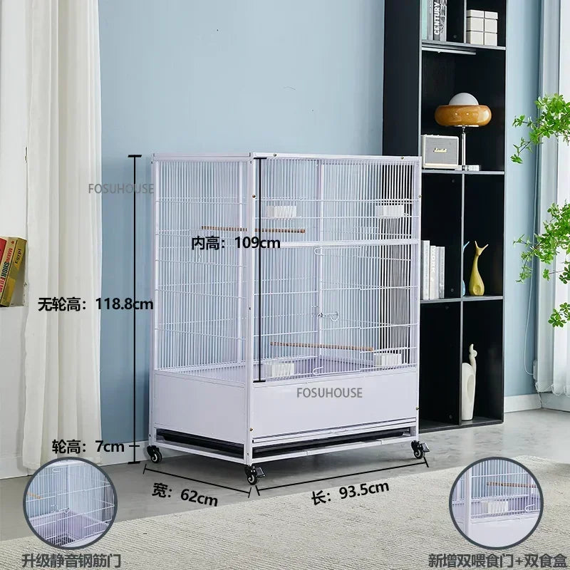 SkyPalace™ Bird Cage – Large Luxury Wrought Iron Villa for Budgies, Cockatiels & Parrots | Splash-Proof Comfort Home