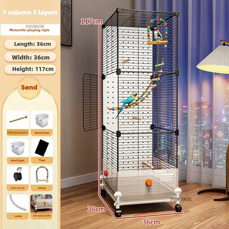 FeatherHaven™ Bird Villa – Spacious Wrought Iron Luxury Cage for Budgies, Cockatiels & Parrots