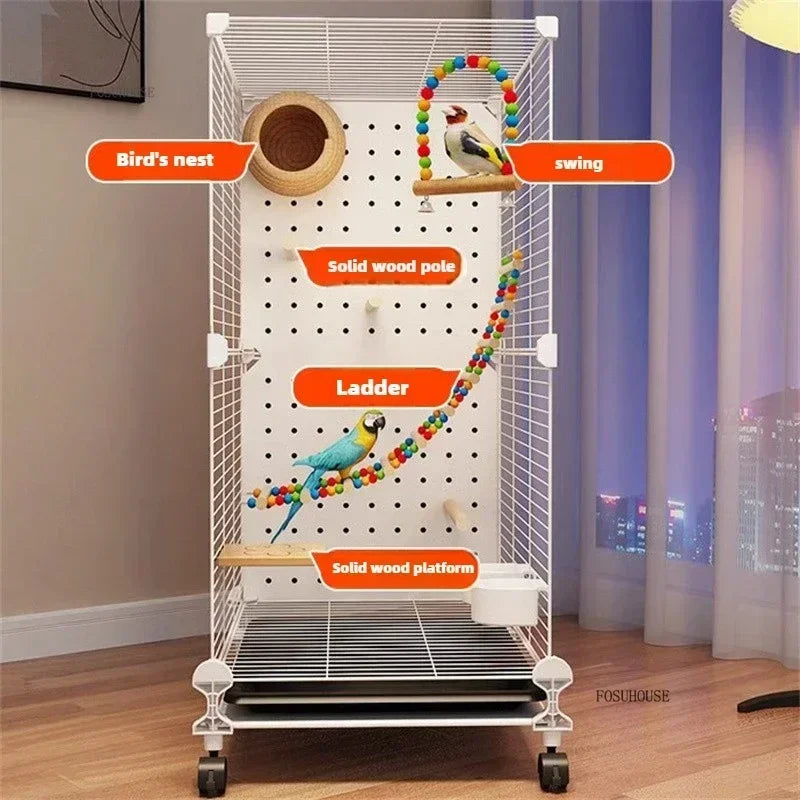 FeatherHaven™ Bird Villa – Spacious Wrought Iron Luxury Cage for Budgies, Cockatiels & Parrots