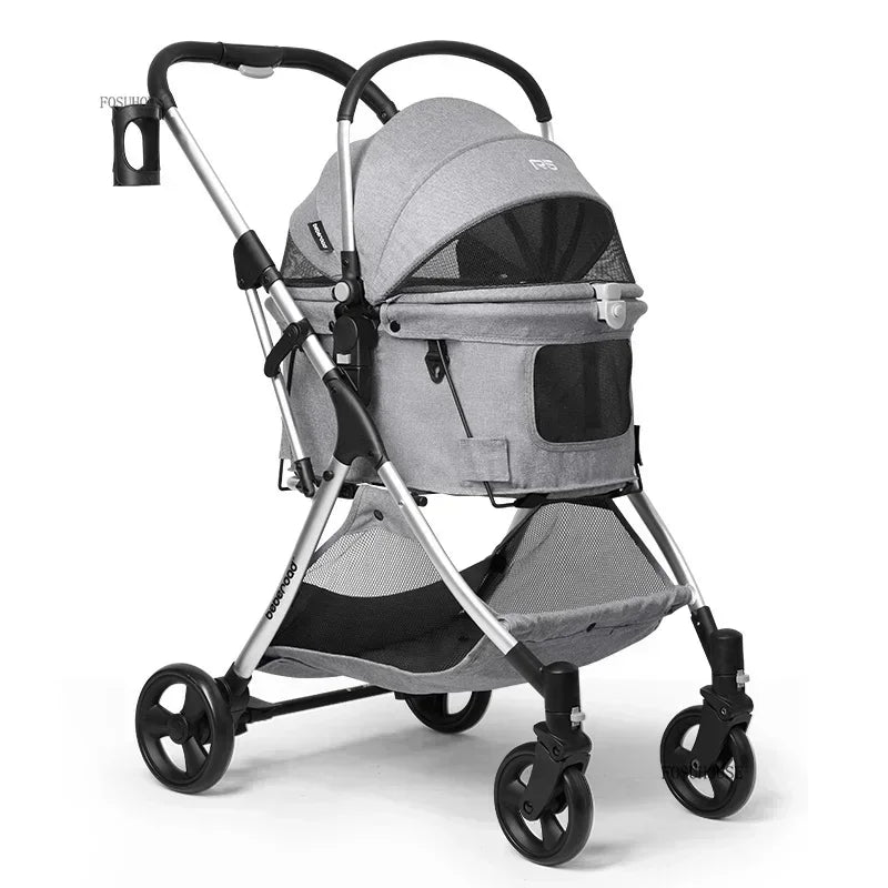 RoyalRide™ Pet Stroller – Breathable 4-Wheel Luxury Travel Trolley for Cats & Dogs | Foldable Portable Design