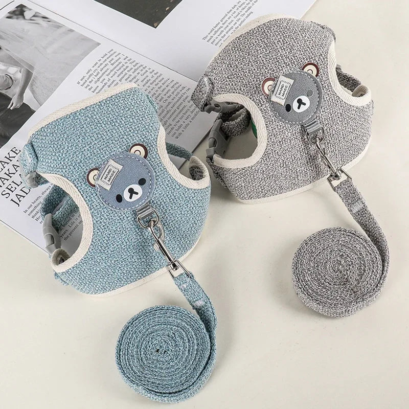 Cute BunnyWalk™ rabbit harness and leash set in a cozy vest design, perfect for outdoor adventures with pets.