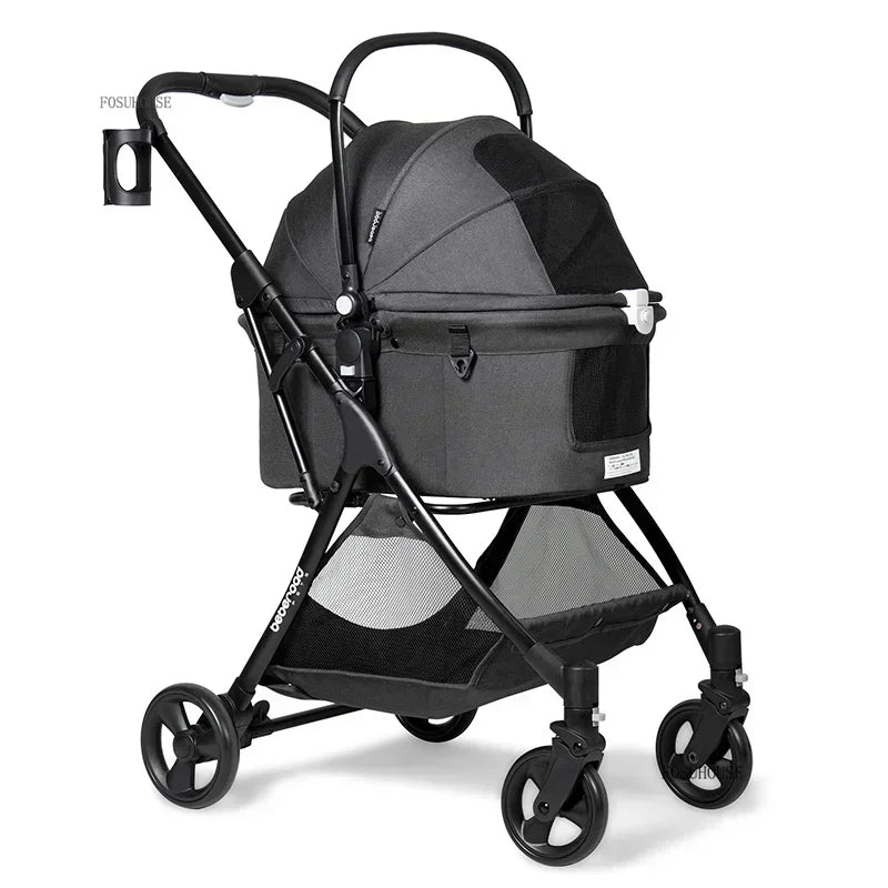 RoyalRide™ Pet Stroller – Breathable 4-Wheel Luxury Travel Trolley for Cats & Dogs | Foldable Portable Design