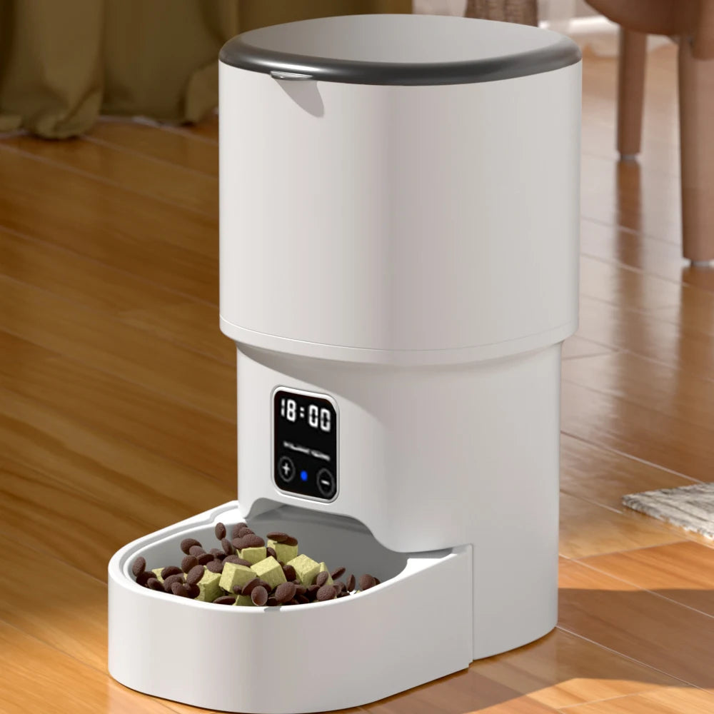 FreshPaws™4L WIFI Button Automatic Cat Feeder Intelligent Cat and Dog Pet Feeder Smart Pet Cat Food Dispenser Pet Feeder(No 5V 1A plug)
