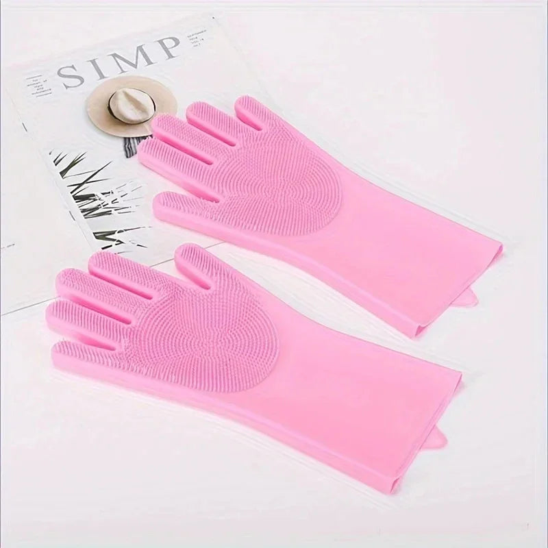 ZenBath™ Petivo Pets 2-in-1 grooming and massage gloves with soft silicone scrubber for deep cleaning and gentle de-shedding of dogs and cats.