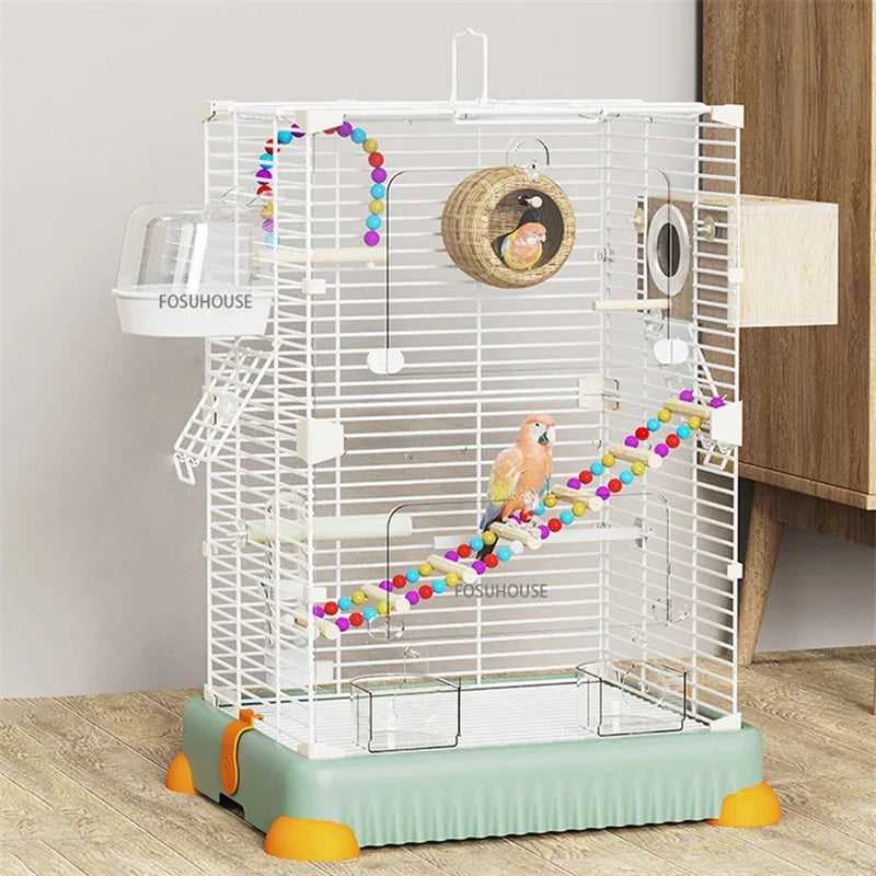 AviaryLux™ Bird Cage – Large Wrought Iron Luxury Home for Budgies, Cockatiels & Parrots | Splash-Proof Design