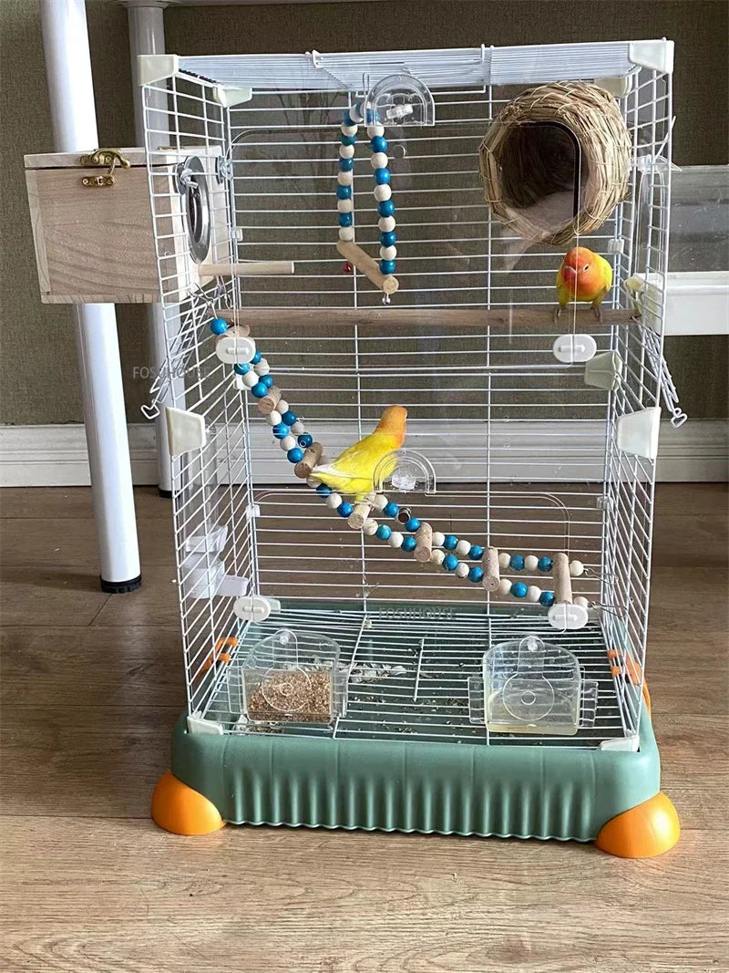 AviaryLux™ Bird Cage – Large Wrought Iron Luxury Home for Budgies, Cockatiels & Parrots | Splash-Proof Design