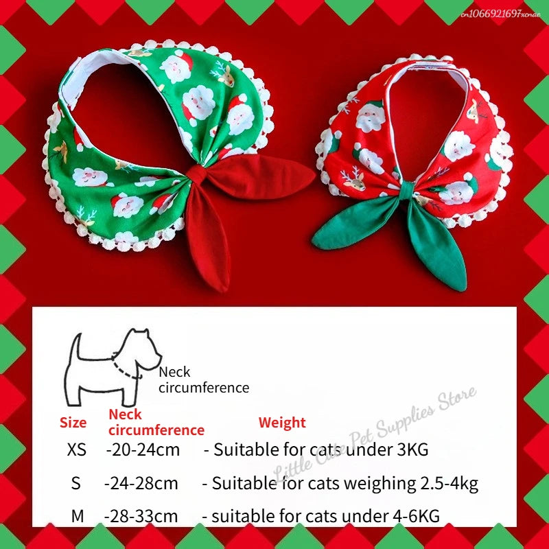 FelineGuard™ Christmas dog collar with jeweled pendant, satin ribbon, and decorative bows for pets.