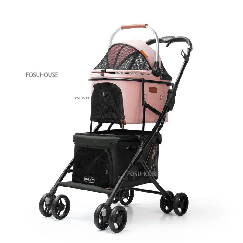 PawVoyage™ Luxury Pet Stroller – Foldable 4-Wheel Travel Carrier for Cats & Dogs | Breathable & Windproof
