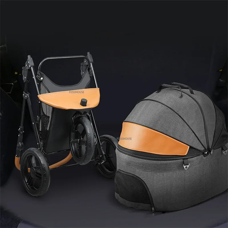 EliteRide™ Pet Stroller – Premium 4-Wheel Foldable Travel Trolley for Dogs & Cats | Breathable Windproof Design