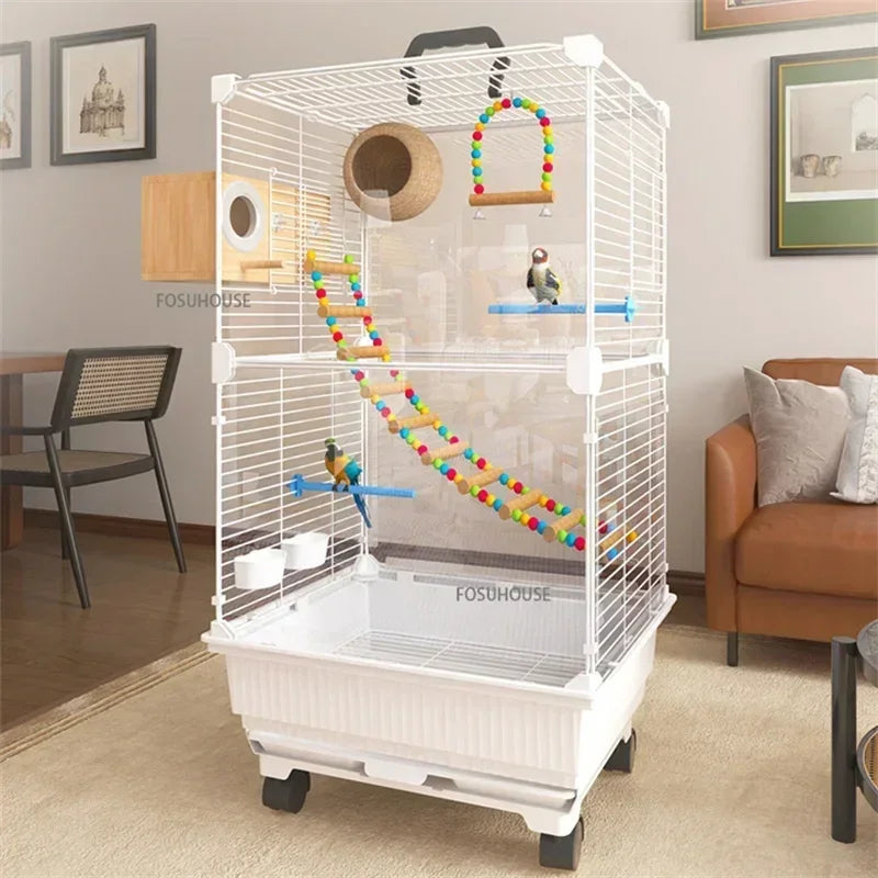 RoyalWing™ Bird Villa – Luxury Wrought Iron Cage for Budgies, Cockatiels & Parrots | Spacious Splash-Proof Design