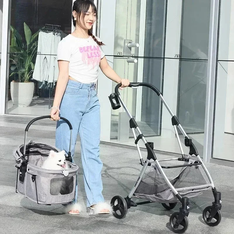 RoyalRide™ Pet Stroller – Breathable 4-Wheel Luxury Travel Trolley for Cats & Dogs | Foldable Portable Design