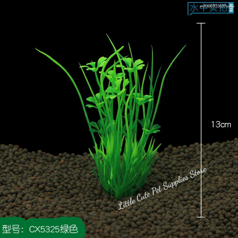 Artificial aquatic green plants set for fish tanks, 13cm height, pet-safe aquarium decoration by Petivo.