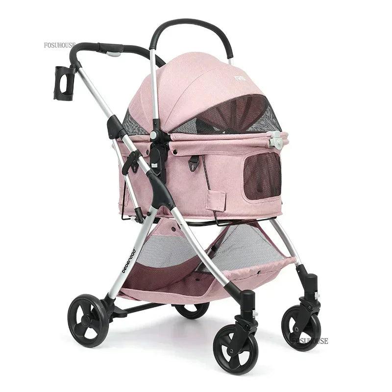 RoyalRide™ Pet Stroller – Breathable 4-Wheel Luxury Travel Trolley for Cats & Dogs | Foldable Portable Design