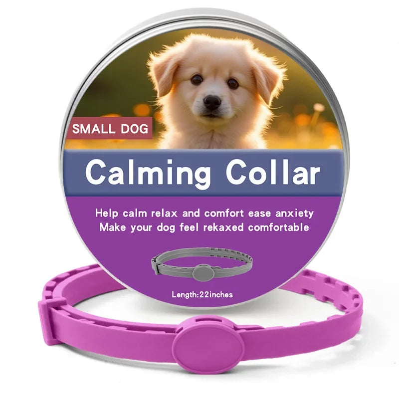CalmPaws™ adjustable calming collar for dogs and cats, designed for anxiety relief and comfort in a soft, flexible material.