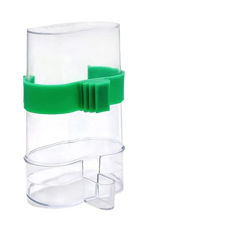 Crystal Clear Cage Guard by Petivo, an automatic food and water container for pets, showcasing its transparent design.