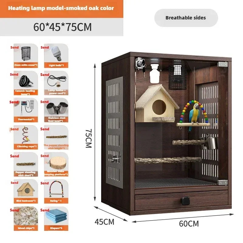 FeatherPalace™ Aviary – Large Luxury Wrought Iron Bird Cage for Budgies, Cockatiels & Parrots | Elegant Splash-Proof Design