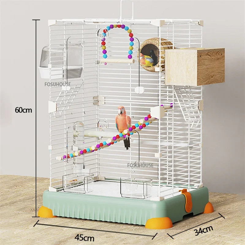 AviaryLux™ Bird Cage – Large Wrought Iron Luxury Home for Budgies, Cockatiels & Parrots | Splash-Proof Design