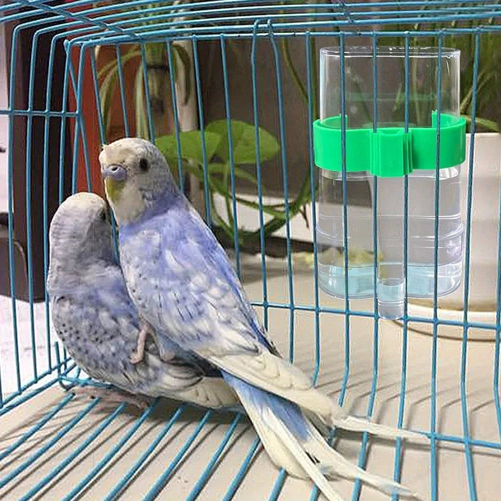 Crystal Clear Cage Guard by Petivo, an automatic food and water container for pets, showcasing its transparent design.