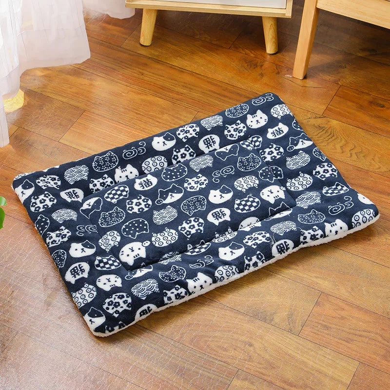 CozyNest™ flannel pet mattress in a cozy setting, perfect warm sleeping pad for dogs, cats, and puppies.