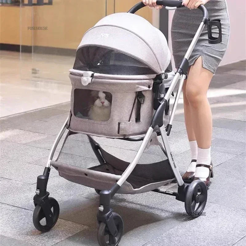 RoyalRide™ Pet Stroller – Breathable 4-Wheel Luxury Travel Trolley for Cats & Dogs | Foldable Portable Design