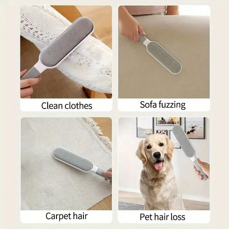 Reusable pet hair remover brush cleaning pet hair, lint, and fuzz from clothes, sofa, carpet, dog