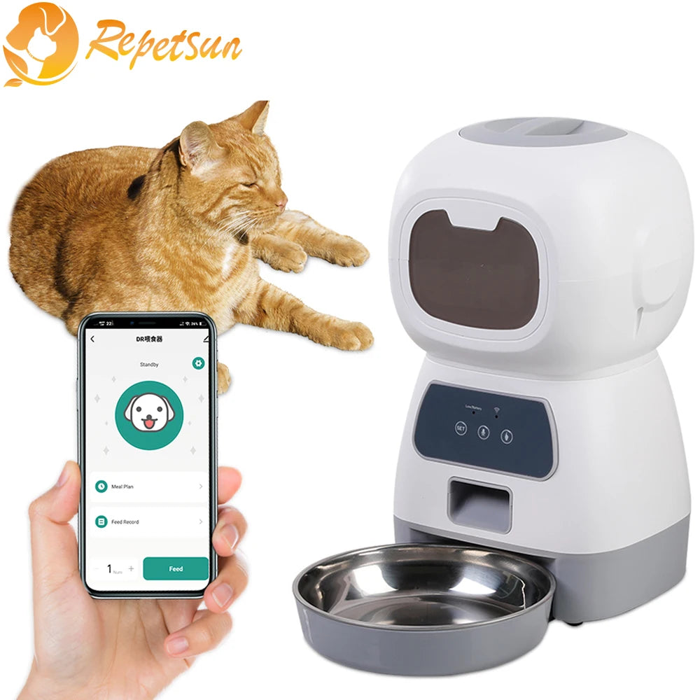 FreshSip™3.5L Automatic Pet Feeder For Cats WiFi Smart Swirl Slow Dog Feeder With Voice Recorder Large Capacity Timing Cat Food Dispenser