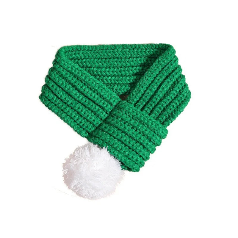 Cozy-Knit Comfort Scarf in red with pompoms, a warm neck warmer for dogs and cats by Petivo.
