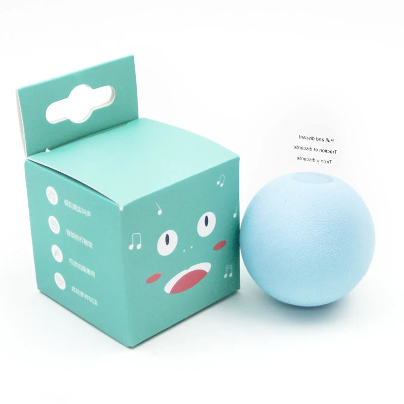PurrBounce™ Smart Interactive Cat Ball in plush material, featuring a squeak toy and catnip for playful cats.