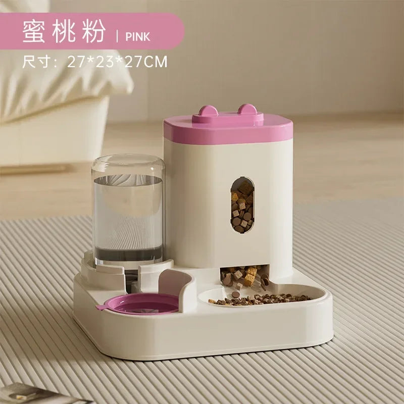 EverFresh™ Gravity-Flow Diner with self-refilling water dispenser and feeding basin for mess-free pet dining.